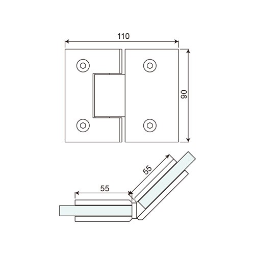 Glass to Glass 135° Shower Hinge (SH135-B-ST)