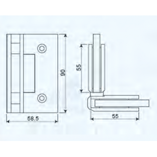 90 Degree L Shape Glass to Glass Shower Hinge (SHL-B1)