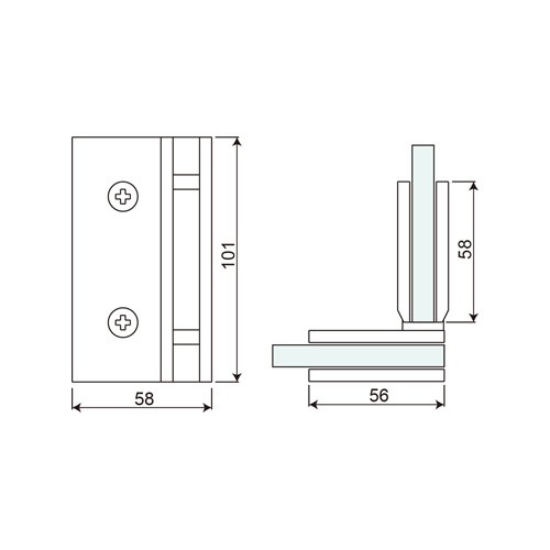 90° Glass to Glass Shower Hinge (SHL-BL)