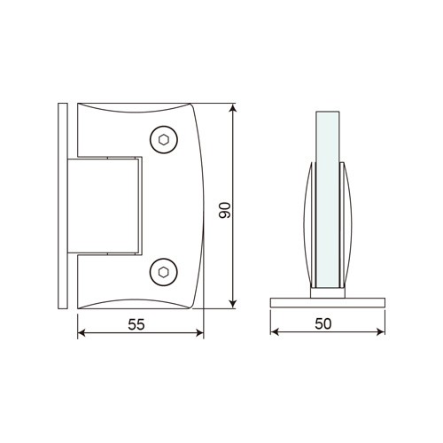 Wall Mount T Shape Full Back Plate Shower Hinge (SHT-J)