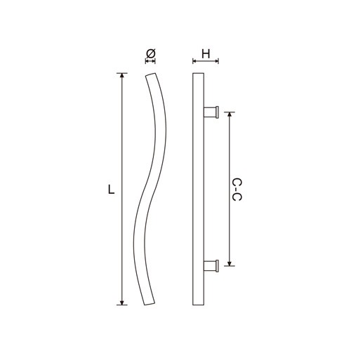S Shape Cylinder Glass Door Pull Handle