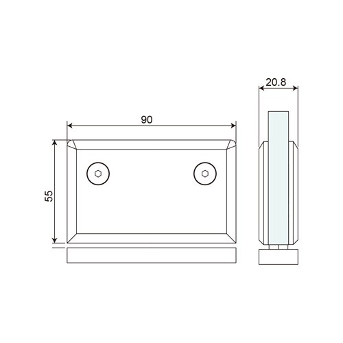 360° Glass to Wall Mouse Ears Cut-Out Pivot Hinge (SH360-S)