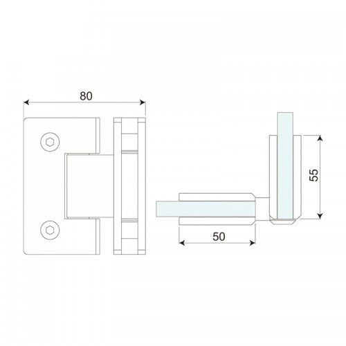 Glass to Glass 90° Shower Hinge (SHL-A1-ST)