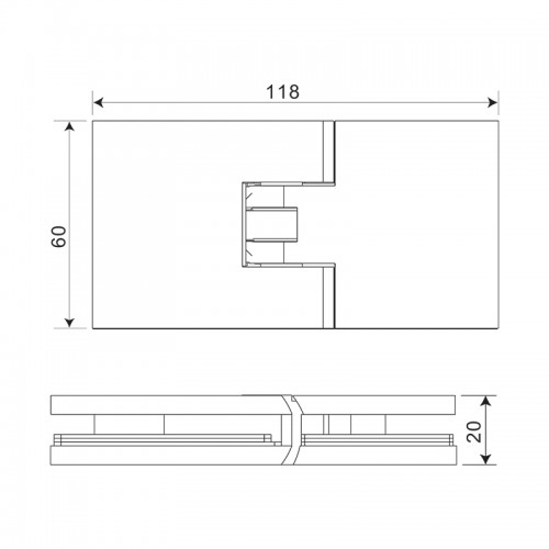 Glass to Glass 180° Shower Hinge (SH180-K)