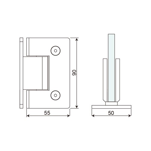 Wall Mount T Shape Full Back Plate Shower Hinge (SHT-A)